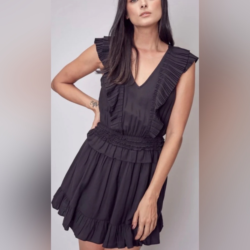 Do+Be large black ruffle dress elegant casual